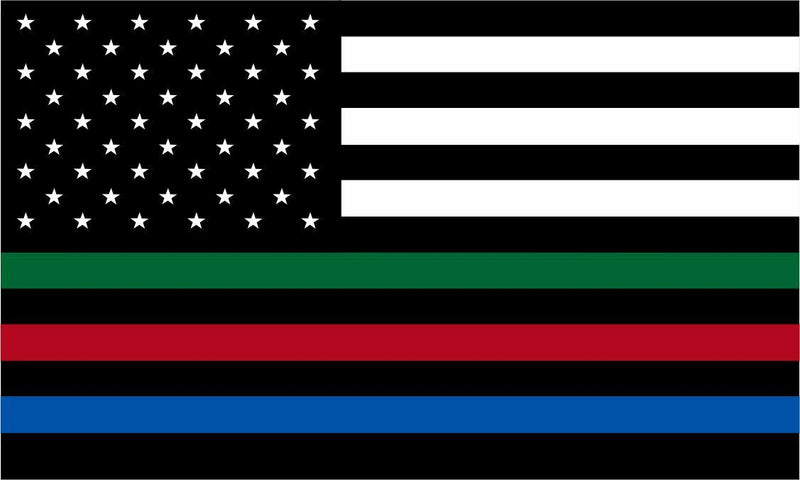 Thin Blue Line Decal - USA Flag with Red, Blue and Green Stripe Flag Decal