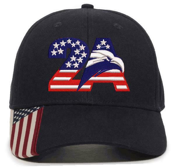 2nd Amendment Hat Embroidered USA/2A Design - Adjustable USA300 Hat Flag Brim