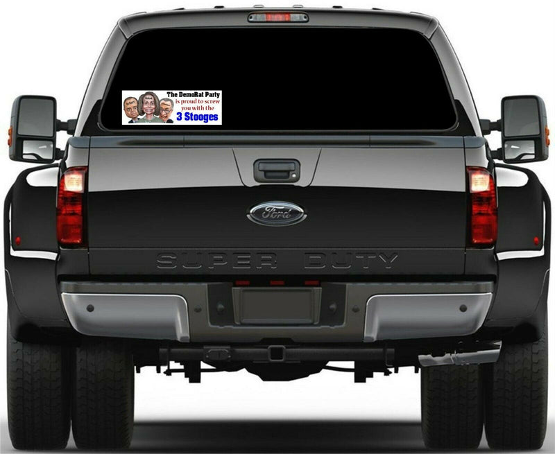 Nancy Pelosi Schumer Schiff 3 Stooges DemoRat Democrat Bumper Sticker 8.7" x 3"