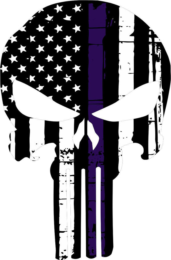Punisher Skull American Flag Police Purple Line Decal - Graphic Various Sizes