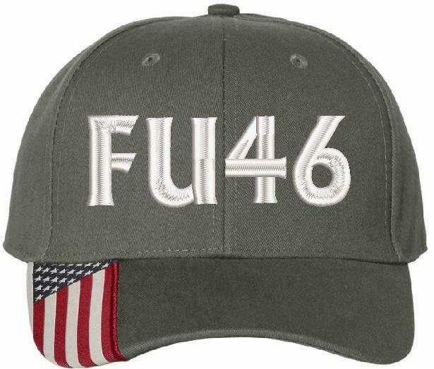 FU46 Anti Biden Embroidered Adjustable USA300 Hat w/ Flag Brim - Various Colors