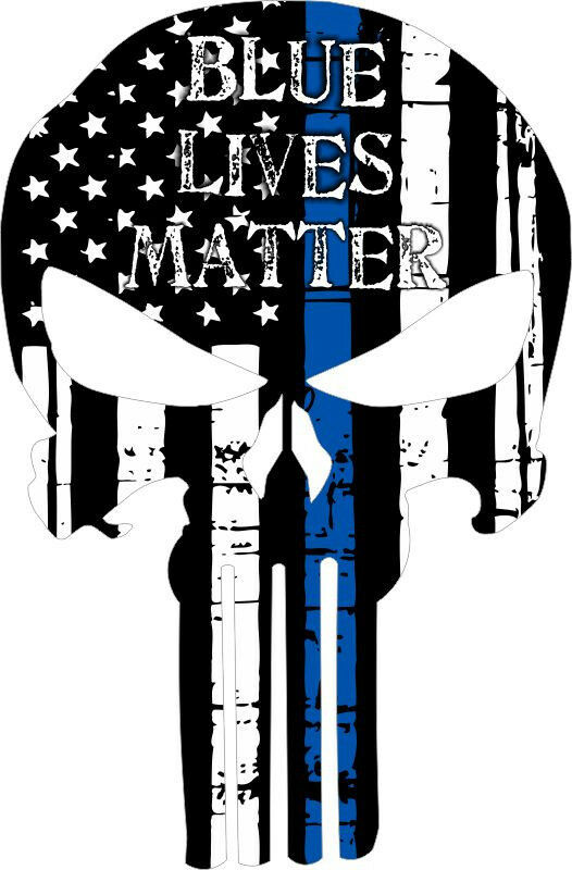 Punisher Skull American Flag Police BLUE LIVES MATTER decal - Various Sizes