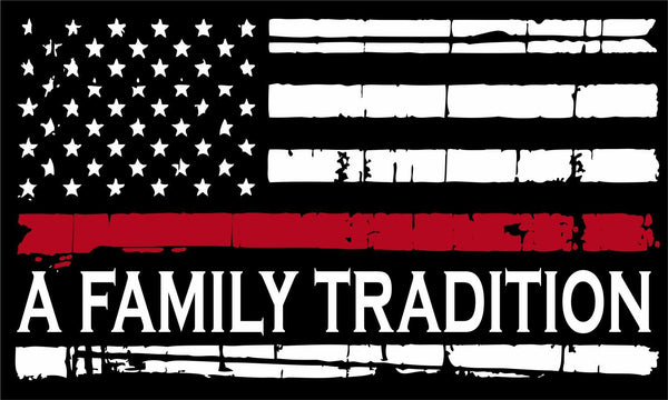 Thin Red Line Decal -Tattered Flag Firefighter Decal Family Tradition Reflective