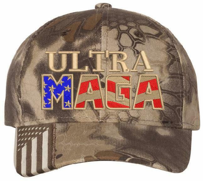 Ultra MAGA Hat - Adjustable USA300 Flag Brim or CWF305 hat - Various Colors