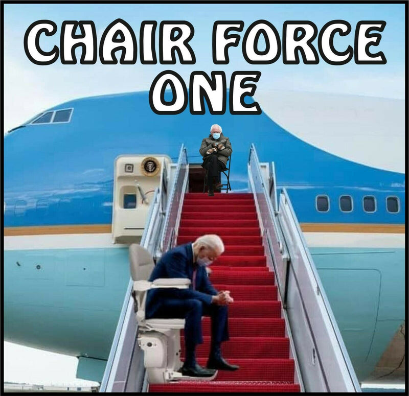 Anti Joe Biden Bernie Sander "Chair Force One" Bumper Sticker 6" x 6" Sticker