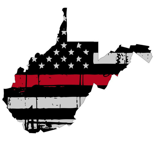 Thin red line decal - State of West Virginia Tattered Flag - Various Sizes