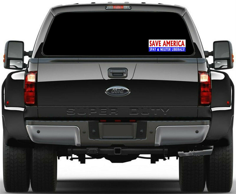 Republican Bumper Sticker Save America Neuter Liberals Sticker Decal 2 Pack