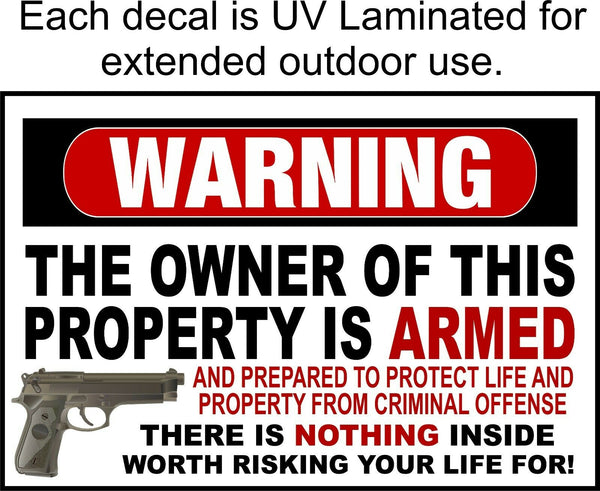 Gun Owner Armed Sticker 2nd Amendment Gun Alarm Warning Window/Hard Hat Decal