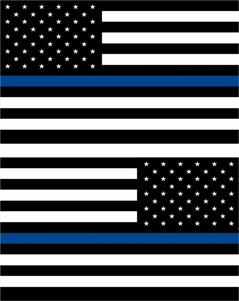 Thin Blue Line Decal USA FLAG PAIR - Various Sizes Available Standard & Reversed