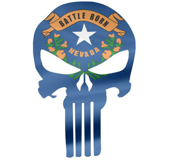 Punisher Skull State of Nevada Flag Decal - Various sizes - free shipping