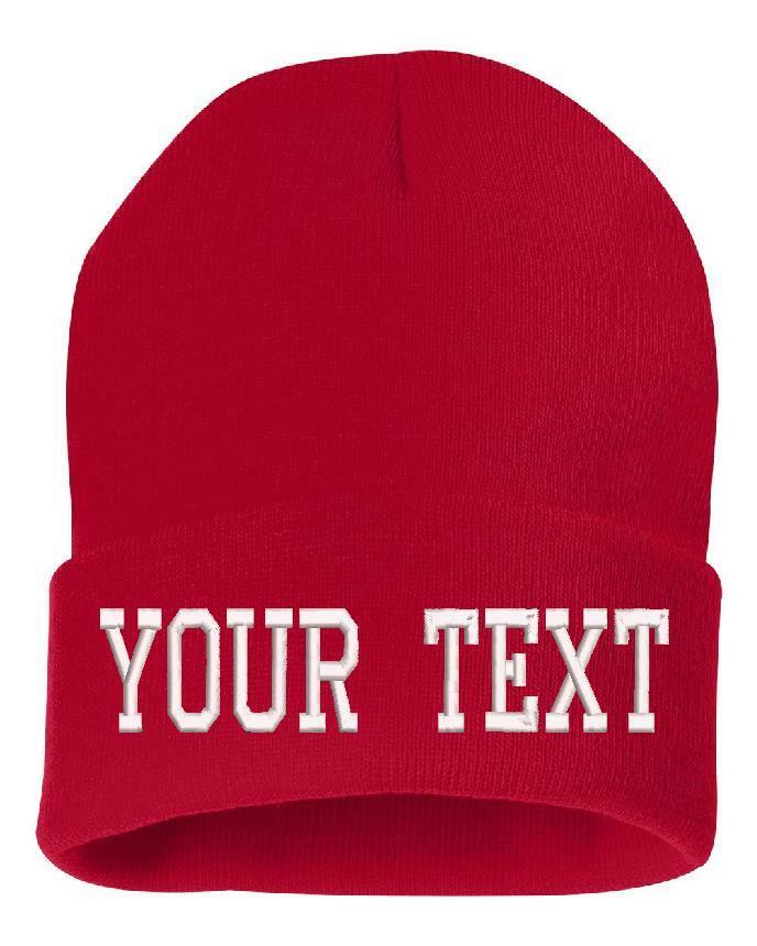 Custom Embroidered Winter Hat Choice of Text up to 8 Characters Cuff or Beanie