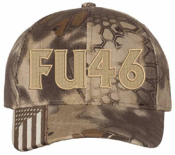 FU46 Anti Biden Embroidered Adjustable USA300 Hat w/ Flag Brim - Various Colors