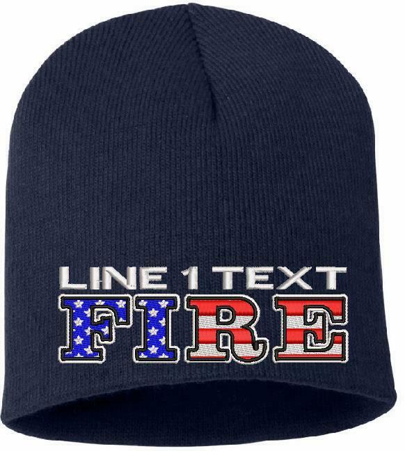 Custom Firefighter Winter Hat Embroidered USA FIRE STYLE Knit Beanie or Cuff