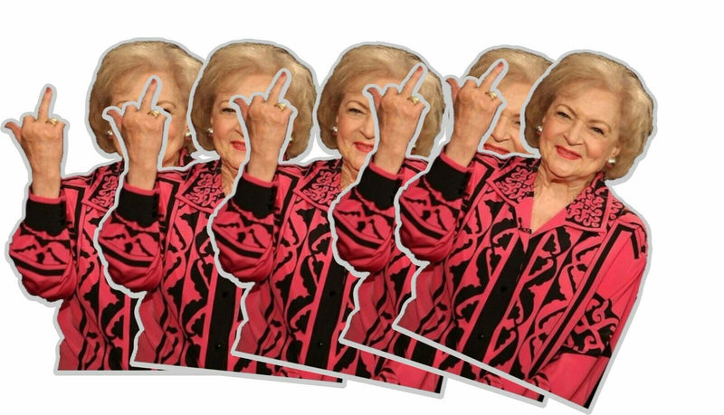 Betty White Middle Finger Decal(s) 5 Pack - Various Sizes Decal Humor Funny Gift
