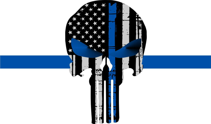 Thin Blue Line Products PUNISHER Tattered Flag Police Decal Numerous Sizes