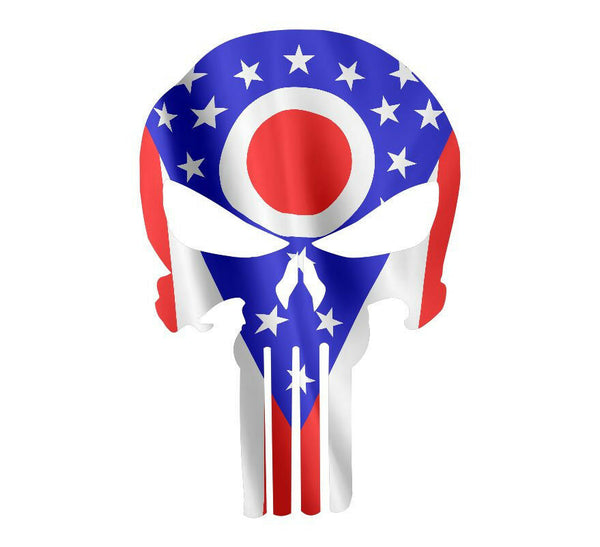 Punisher Decal State of Ohio Flag Vinyl Decal - Various Sizes ships free