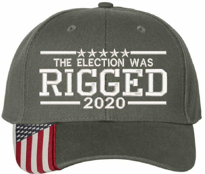 2020 Election was Rigged Embroidered Hat Trump USA300 Outdoor Cap w/Flag Brim