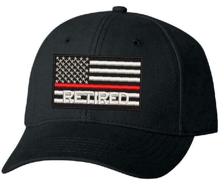 Thin RED Line Retired USA Flag Embroidered Hat - Firefighter Hat Free Shipping