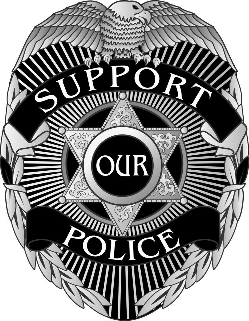 Thin Blue Line Decal - BACK THE BLUE Black White Gray Design - Various Sizes