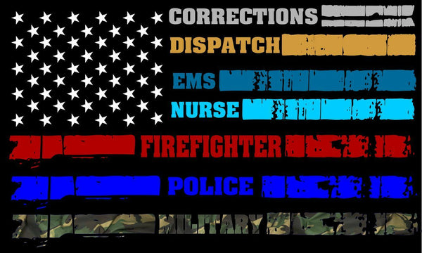 Thin Blue Line Decal Flag Military, EMS, Firefighter, Corrections, Nurse Decal