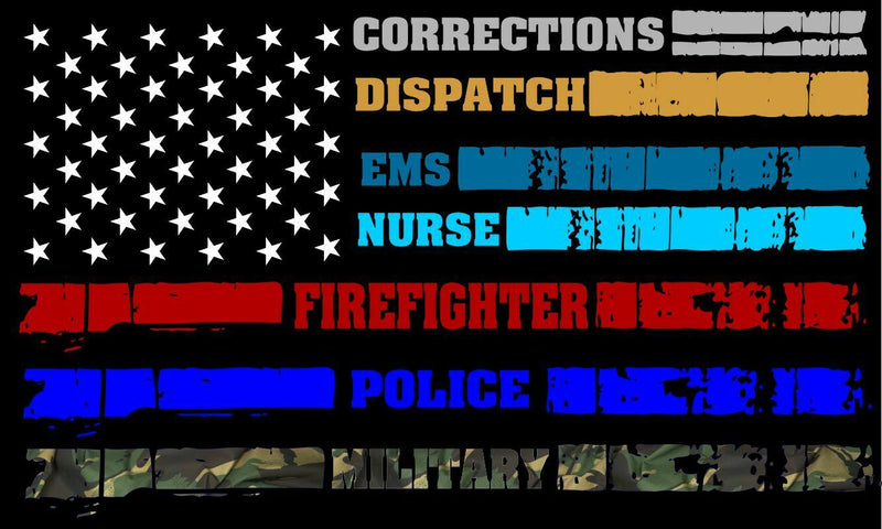 Thin Blue Line Decal Flag Military, EMS, Firefighter, Corrections, Nurse Decal