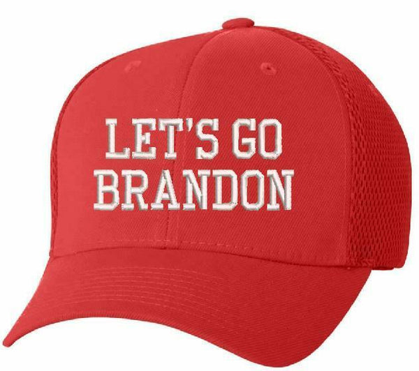 Let's go Brandon Embroidered Flex Fit Hat - 6533 Mesh Back Hat - Various Sizes
