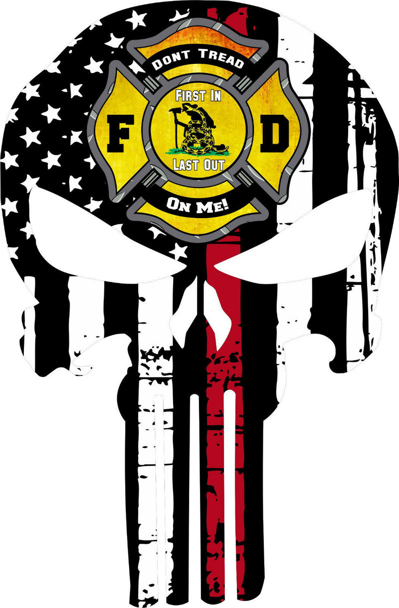 Thin Red Line Punisher Decal - Don't Tread on me Maltese Cross - Various Sizes