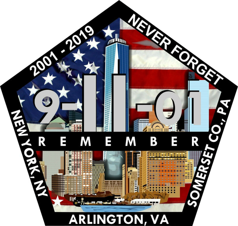 9/11 Pentagon Memorial Decal - 4" X 4" Reflective Material Exterior Window Decal