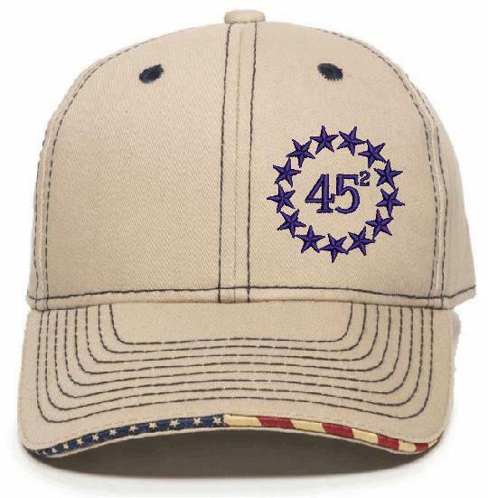 Trump Hat 45(2) Betsy Ross Stars Embroidered Adjustable Hat - Various Options
