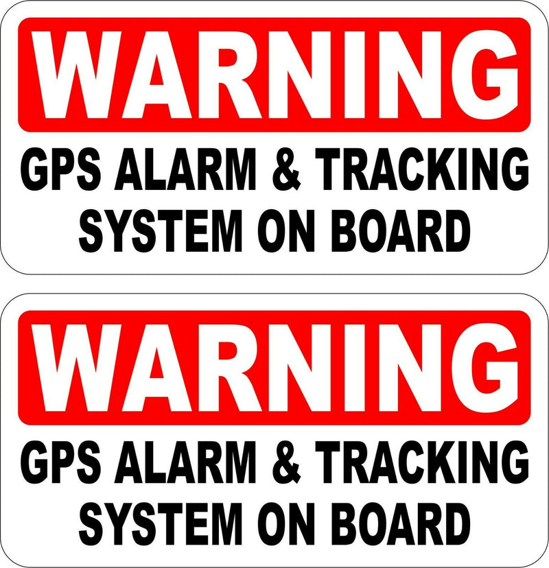 Warning GPS ALARM & TRACKING 6"x3" decals - Security Window - Quantity of 2