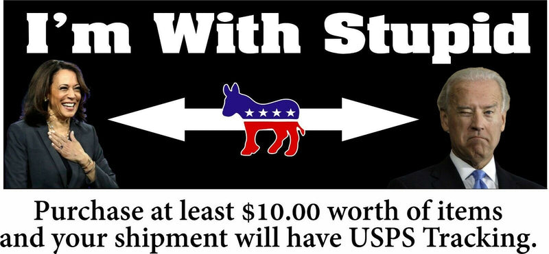 Political Bumper Sticker "I'm with Stupid" Biden Harris Bumper Sticker or Magnet