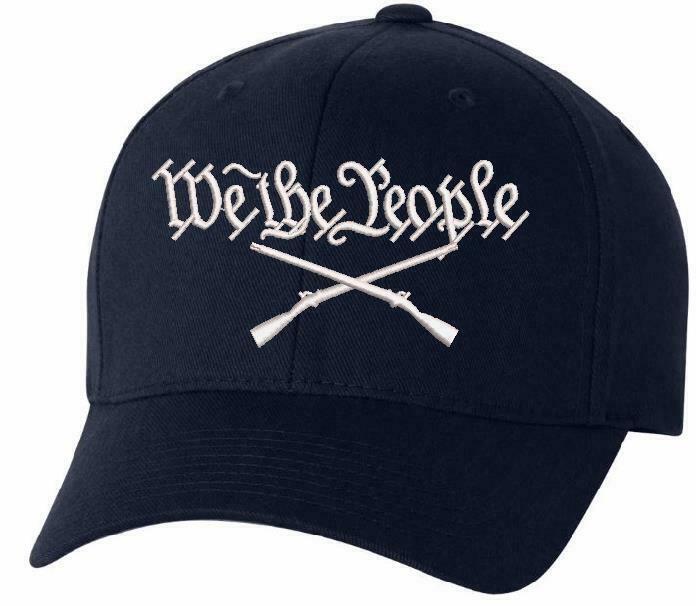 We The People Cross Guns Flex Fit 6277 Embroidered Low Profile Hat BACK DESIGN
