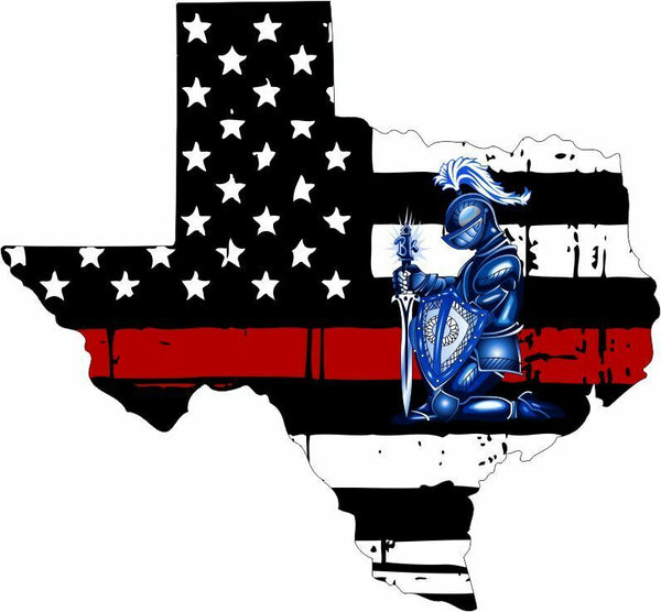 Thin Red Line line decal - State of Texas KNEELING KNIGHT Decal - Various Sizes