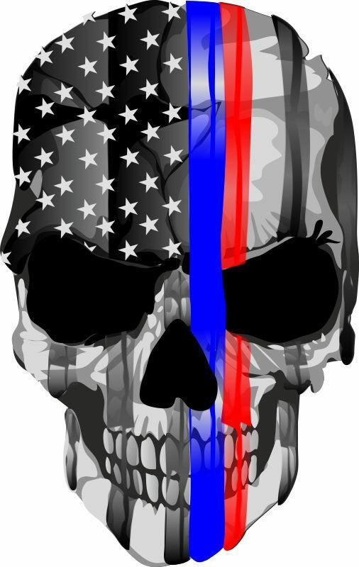 Thin Red Blue Line decal - Punisher Skull Red Blue Line USA Version 2