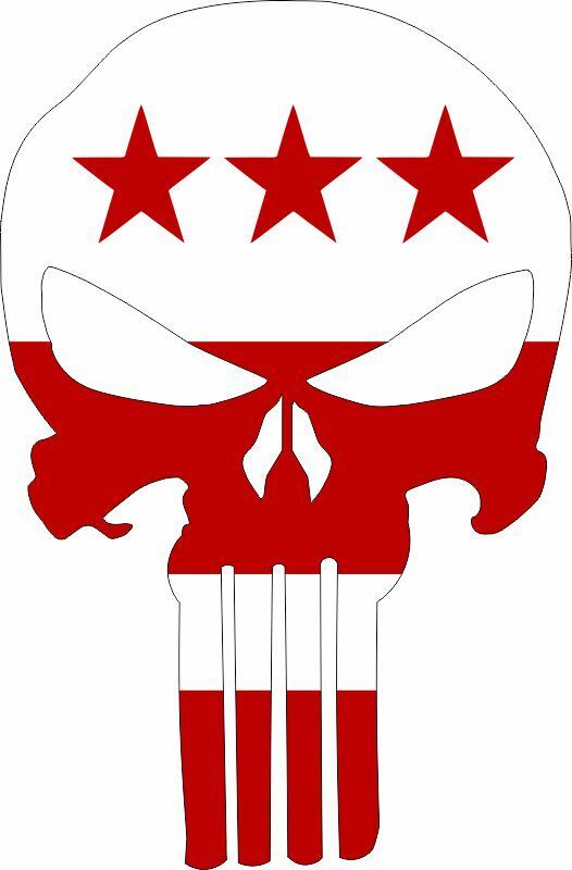 Punisher Skull Washington DC Flag Exterior Window Decal - Various Sizes