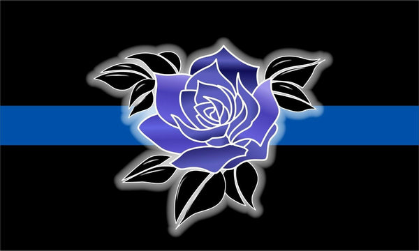 Thin Blue Line Decal - Blue Line Rose REFLECTIVE decal - Various Sizes