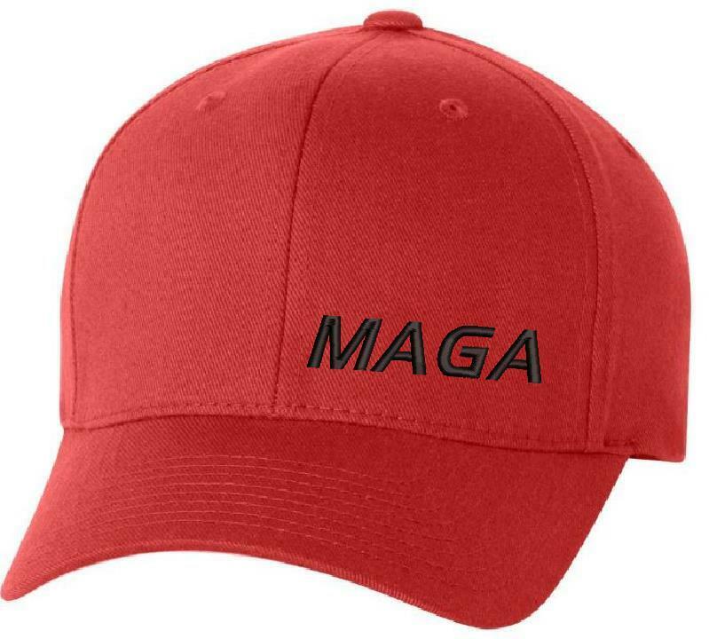 Make America Great Again Hat Flex Fit with Lower Side MAGA and flag on the back