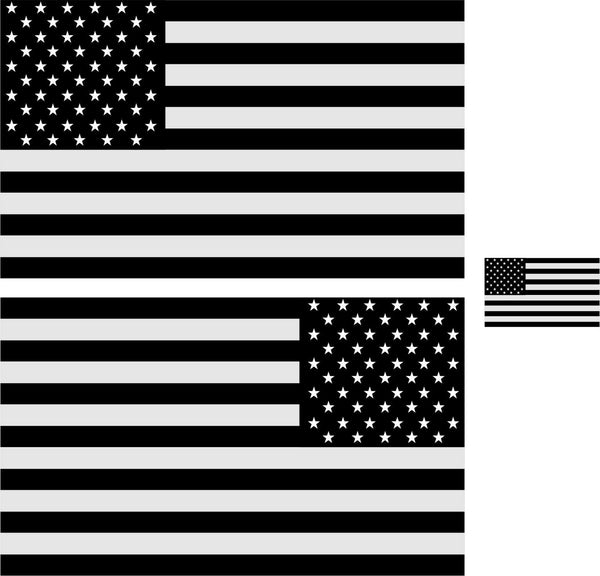 5" American Flag 3M REFLECTIVE Black/White Stickers (x3) Decal Standard/Reverse