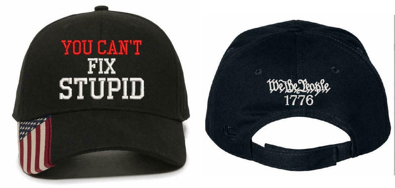 You Can't Fix Stupid We the People Embroidered Adjustable USA300 Hat & Back