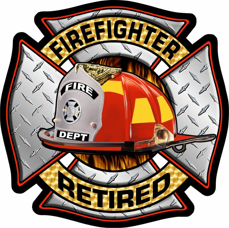 Firefighter Decal-Retired Firefighter Diamond Look Exterior Decal Various Sizes