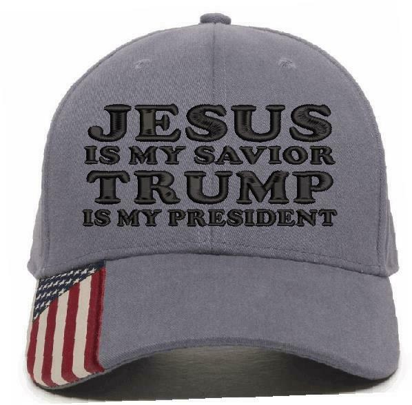 Jesus is my savior Trump is my President Outdoor Cap USA300 Flag Brim Hat Style