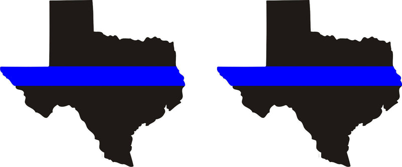 2" Thin Blue Line State of Texas (Set of 2) Exterior REFLECTIVE window Decal