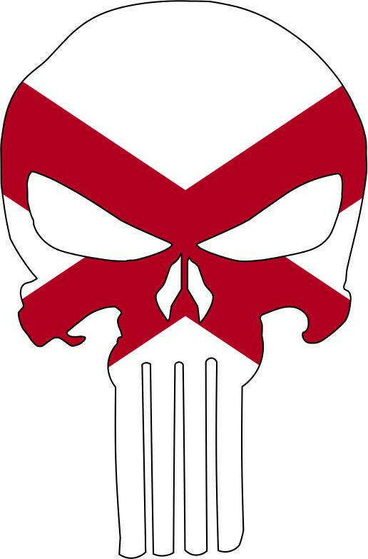 Punisher Decal State of Alabama Flag Vinyl Decal - Various Sizes, ships free