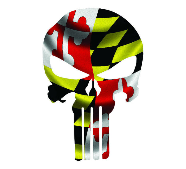 Punisher Decal State of Maryland Flag Vinyl Decal - Various Sizes, ships free