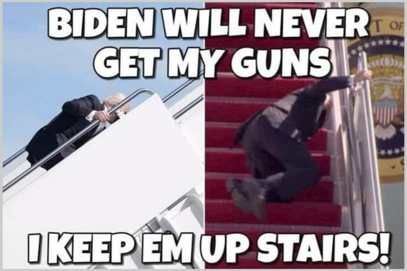 Anti Biden Auto MAGNET- Never get my guns, their upstairs 6" x 4" MAGNET