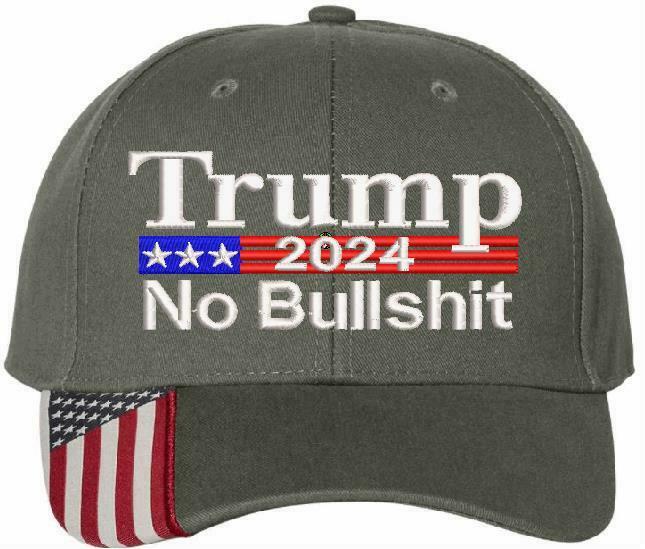 Trump 2024 No Bullsh*t Embroidered Hat - USA300 Adjustable Hat - Var. Colors
