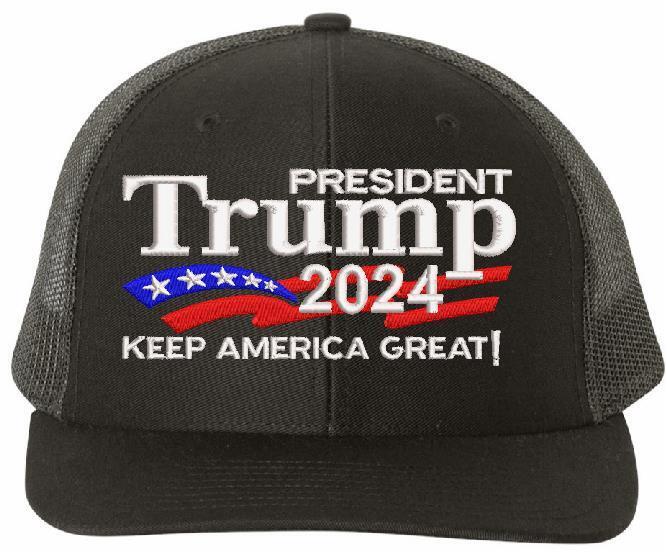 Trump 2024 Hat - Keep America Great Richardson 112 Black Adjustable Hat MAGA KAG