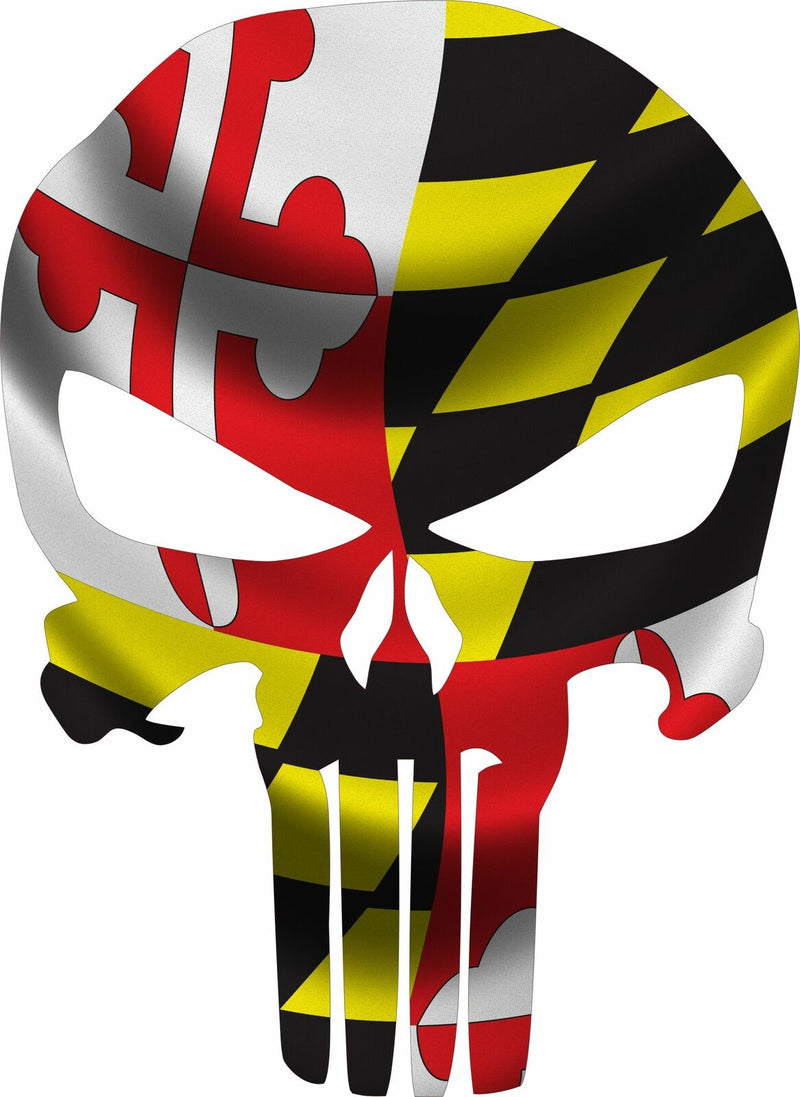 Punisher Skull State of Maryland Flag Decal - Various sizes - free shipping