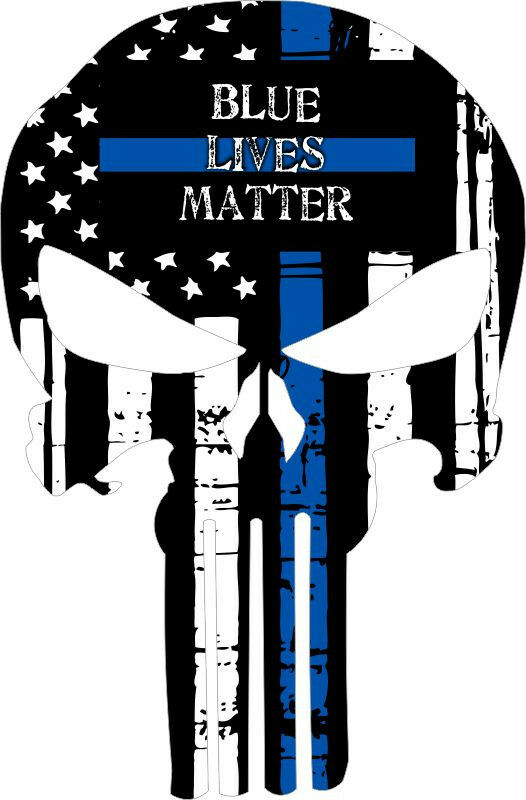Punisher Skull American Flag Police BLUE LINE Lives MATTER decal - Various Sizes