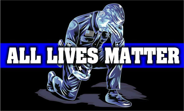 All Lives Matter Thin Blue Line Decal Officer Kneeling Reflective Decal